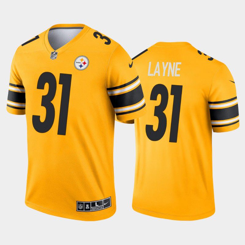 Men Pittsburgh Steelers #31 Justin Layne Nike Gold Inverted Legend NFL Jersey